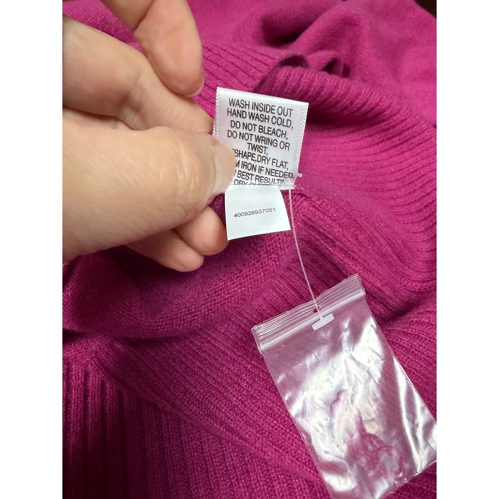Apt 9 Pure Cashmere Pink Magenta Cowl Neck Pullover Sweater Cozy Minimalist L - Picture 13 of 13